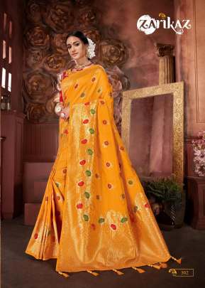 Zarika Rajvee Banarasi Silk Designer Turmeric Yellow Color Saree