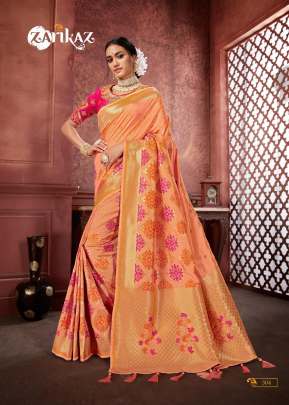 Zarika Rajvee Banarasi Silk Designer Peach Color Saree