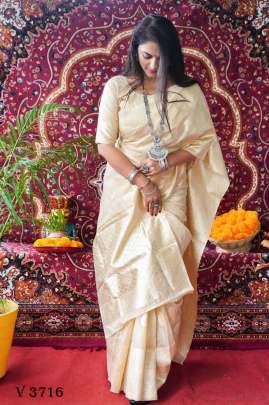 alveera Silk Linen Cotton Silk Saree In Off White Color By Surati Fabric