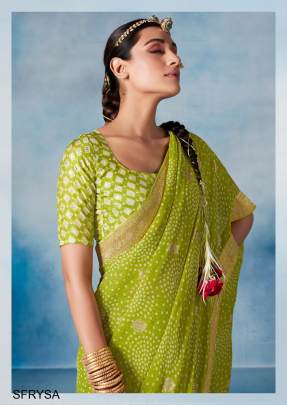 Amaya Catalog Green Color Bandhini Print Saree Launching Beautiful Concept By Rajyog Brand