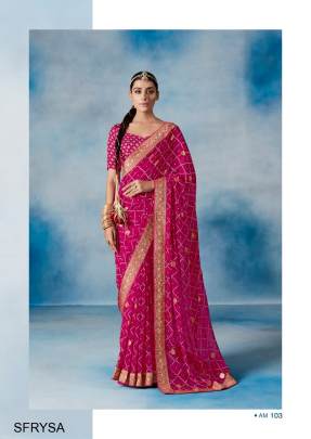 Amaya Catalog Rani Color Bandhini Print Saree Launching Beautiful Concept By Rajyog Brand