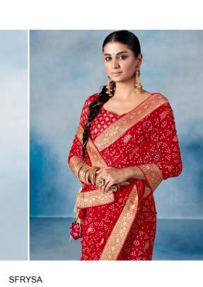 Amaya Catalog Red Color Bandhini Print Saree Launching Beautiful Concept By Rajyog Brand