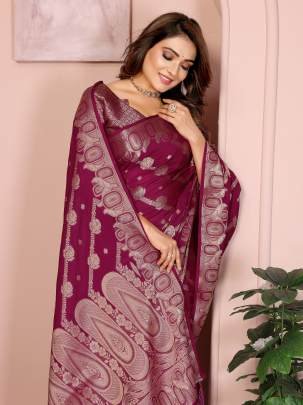 BANARASI SILK  Premium And Superior Soft Georgette Silk Banarasi Saree Features An Archival Intricate Leheriya Weaving With Unique Colours Concept In 