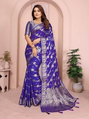 BANARASI SILK  Premium And Superior Soft Georgette Silk Banarasi Saree Features An Archival Intricate Leheriya Weaving With Unique Colours Concept In 