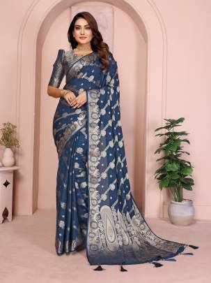 BANARASI SILK  Premium And Superior Soft Georgette Silk Banarasi Saree Features An Archival Intricate Leheriya Weaving With Unique Colours Concept In 
