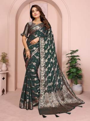 BANARASI SILK  Premium And Superior Soft Georgette Silk Banarasi Saree Features An Archival Intricate Leheriya Weaving With Unique Colours Concept In 