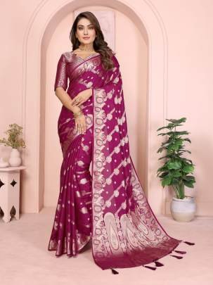 BANARASI SILK  Premium And Superior Soft Georgette Silk Banarasi Saree Features An Archival Intricate Leheriya Weaving With Unique Colours Concept In