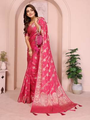 BANARASI SILK  Premium And Superior Soft Georgette Silk Banarasi Saree Features An Archival Intricate Leheriya Weaving With Unique Colours Concept In