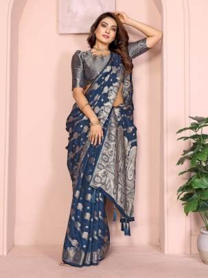BANARASI SILK  Premium And Superior Soft Georgette Silk Banarasi Saree Features An Archival Intricate Leheriya Weaving With Unique Colours Concept In