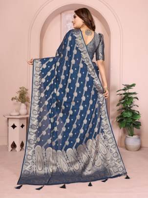 BANARASI SILK  Premium And Superior Soft Georgette Silk Banarasi Saree Features An Archival Intricate Leheriya Weaving With Unique Colours Concept In