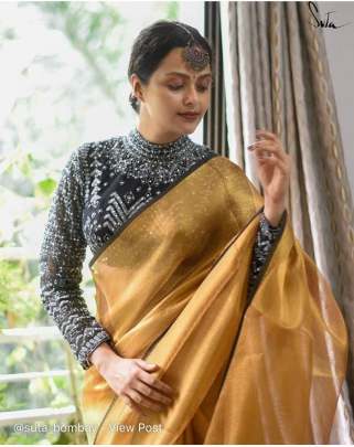 beautiful plain khadi orgenza saress