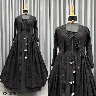 Black beautiful Designer Anarkali Suit On havy Faux Georgette KD-1207