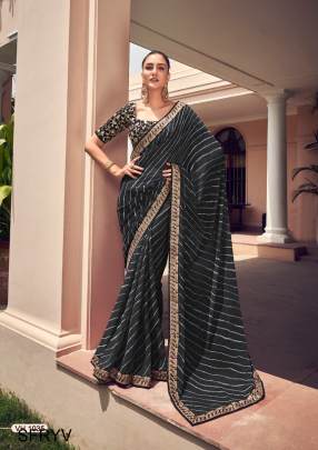 Black Color Embroidery Border Saree Catalogue Vihana Of Brand STAVAN
