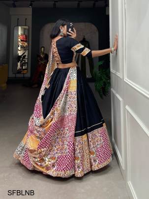 Black Embracing The Delicate Printed Details In Your Garba Choli 