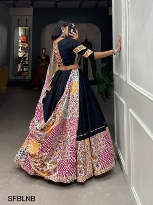 Black Embracing The Delicate Printed Details In Your Garba Choli