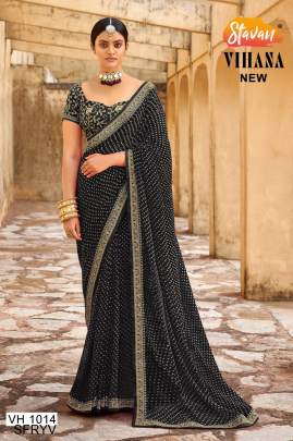 Black Embroidery Border Saree Catalogue Vihana Of Brand STAVAN
