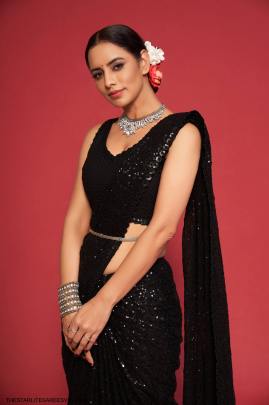Black Georgette Multiple Sequence Embroidery The Starlite Sarees Vol 1 By Zeel Clothing