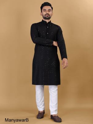 Black Kurta Payjama For Traditional Functions Manyawar Catalog