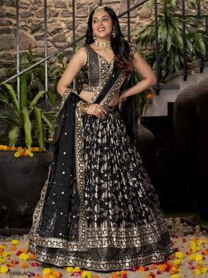 Black Lehenga Choli Set Glamorous Ethnic Statement By Zeel Clothing