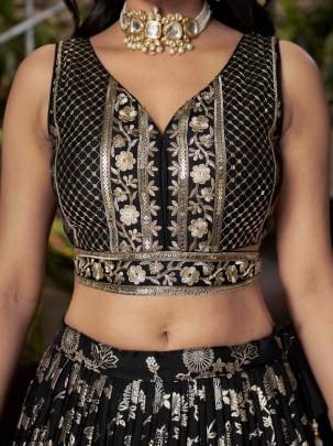 Black Lehenga Choli Set Glamorous Ethnic Statement By Zeel Clothing