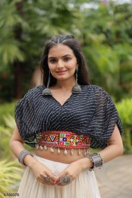 Black Navrati Lehenga Cord Set KA5037