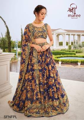 Black New Floral Printed Lehenga Choli