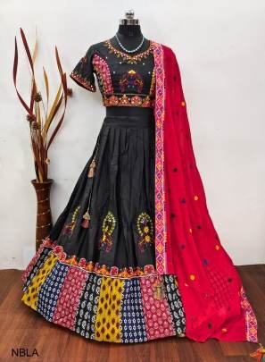 BLACK Presenting a perfectly blended endless array of patterns  designs  color   print work and lehariya print dupatta  NBLA