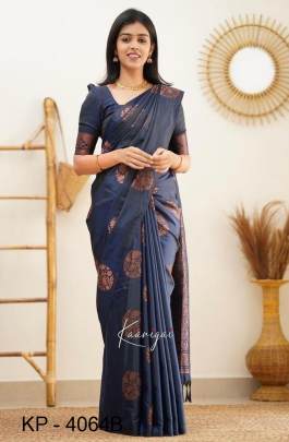 Blue Color South Special Dark Edition Soft Silk Saree Catalog KP4064