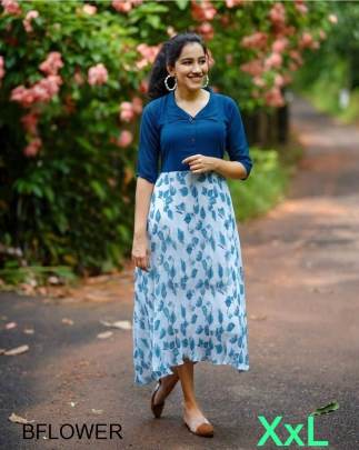 Blue Fancy Kurti Flower