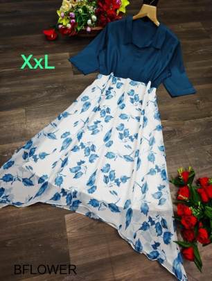 Blue Fancy Kurti Flower