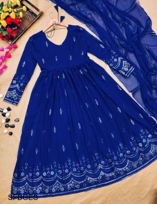 Blue Georgette Embroidered Suit Set