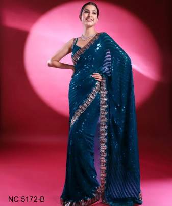 Blue  Kiara Bollywood Beautiful Sequence Georgette Saree NC 5172