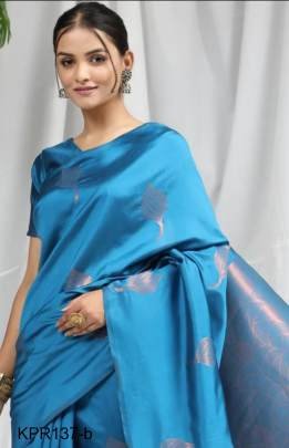 Blue Soft Litchi Silk Saree Catalog KPR137