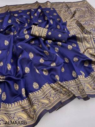 Blue Woven Kanjivaram Pure Silk Art Silk Saree
