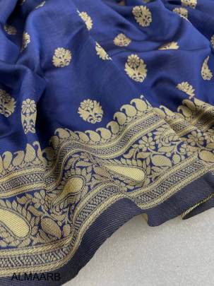Blue Woven Kanjivaram Pure Silk Art Silk Saree
