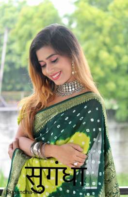 Botal Green Kanjivaram Bandhani Saree Sugandha