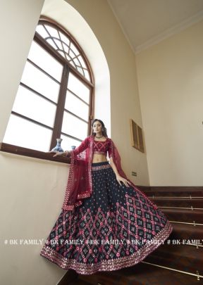 BRIDESMAID VOL   16 Designer Lehengha Choli In Black And Maroon Color By SHUBHKALA  