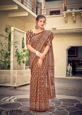 Brown Soft Lilen Cotton Saree