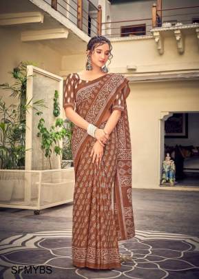 Brown Soft Lilen Cotton Saree 