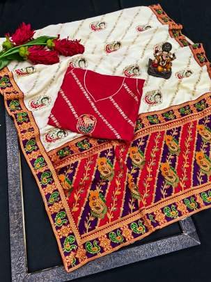  CHUNDADI - PANETAR Phantom Silk Embroidery Work With Jequqrd Diamond Work Saree In white