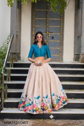 Co-ord Set Lehenga Unfold the beauty of Tussar florals  NNK1131OWT