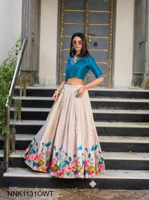 Co-ord Set Lehenga Unfold the beauty of Tussar florals  NNK1131OWT