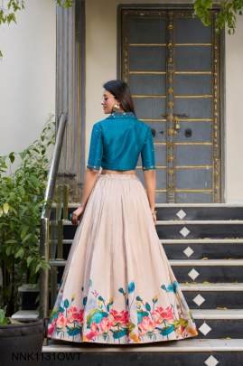 Co-ord Set Lehenga Unfold the beauty of Tussar florals  NNK1131OWT