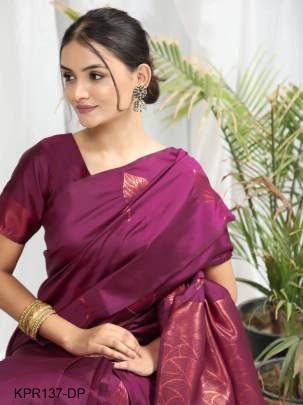 Dark Pink Soft Litchi Silk Saree Catalog KPR137 