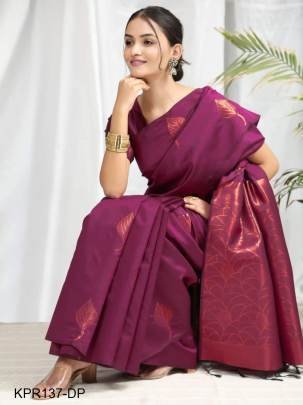 Dark Pink Soft Litchi Silk Saree Catalog KPR137