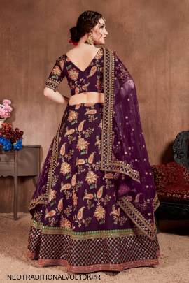 Dark Purple Mulberry Silk Lehenga Choli Neo Traditional Vol 1 by Zeel Clothing