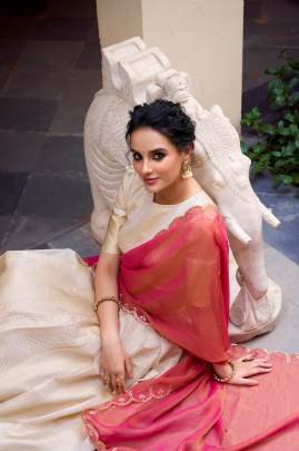 Elegant Golden Zari Weaving Work Lehenga with Zari Shimmer Dupatta LNB2011OWT