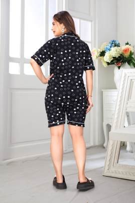 Emerald Heart Night Suit Dark Blue By Surati Fabric