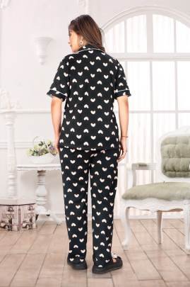 Emerald Heart Night Suit Green  By Surati Fabric