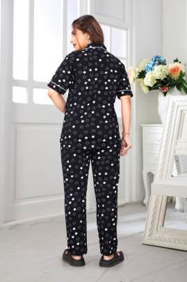 Emerald Heart Night Suit Pink By Surati Fabric